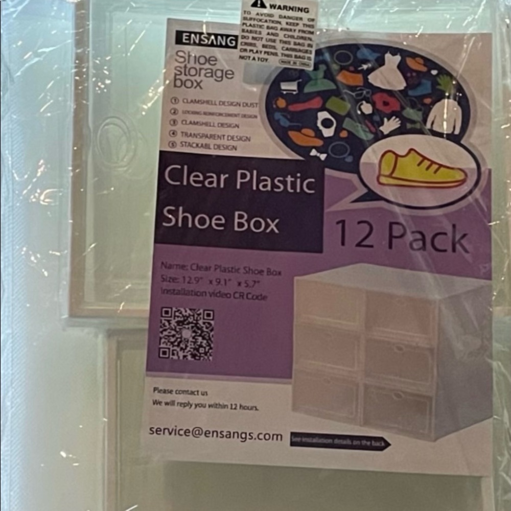 💥Stackable Clear Plastic Shoe Storage Boxes with Lids Pack of 12